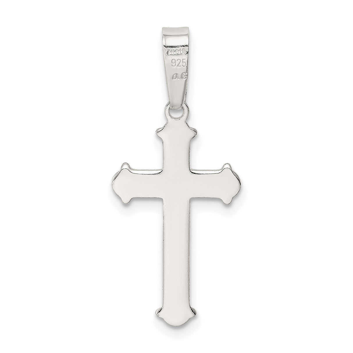 Sterling Silver Cross Pendant with Smooth High-Polish Finish and Textured Symmetrical Design