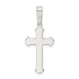 Sterling Silver Cross Pendant with Smooth High-Polish Finish and Textured Symmetrical Design