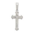 Sterling Silver Cross Pendant with Smooth High-Polish Finish and Textured Symmetrical Design