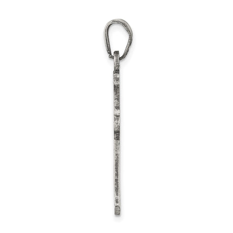 Sterling Silver Cross Pendant with Fleur Detailing and Oxidized Vintage Finish