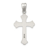 Sterling Silver Cross Pendant with Fleur Detailing and Oxidized Vintage Finish