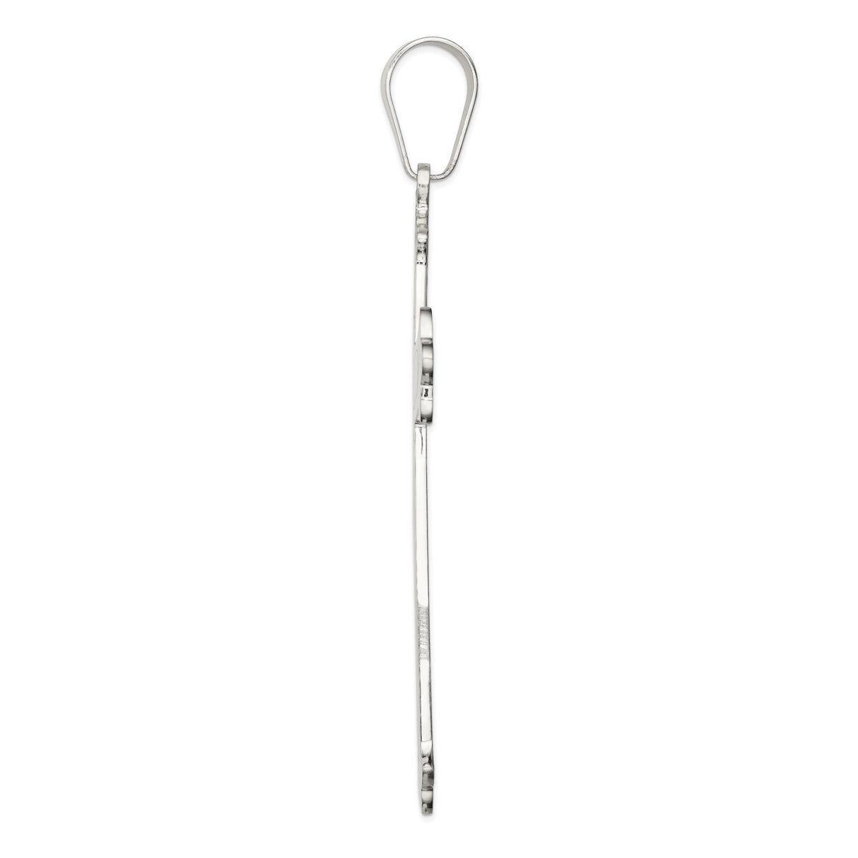 Sterling Silver Cross Pendant with Gothic Flared Design and Mirror Polished Finish