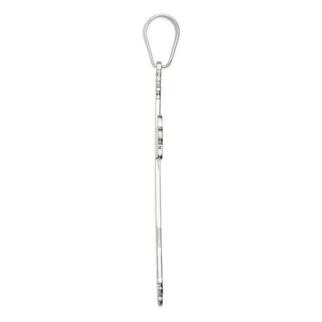 Sterling Silver Cross Pendant with Gothic Flared Design and Mirror Polished Finish