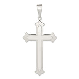 Sterling Silver Cross Pendant with Gothic Flared Design and Mirror Polished Finish