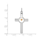 Sterling Silver Cross Pendant with Epoxy Mustard Seed, Minimalist Faith Jewelry for Men and Women