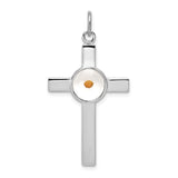 Sterling Silver Cross Pendant with Epoxy Mustard Seed, Minimalist Faith Jewelry for Men and Women