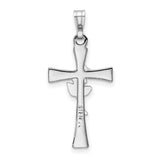 Cross Epoxy Rose Center Charm Pendant in Real 925 Sterling Silver