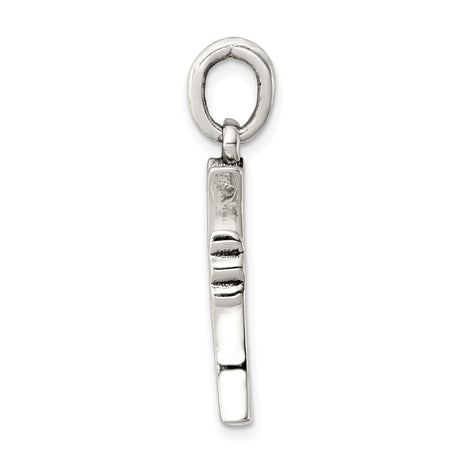 Sterling Silver Cross Pendant with Oxidized Textured Detail, Gothic Medieval Style