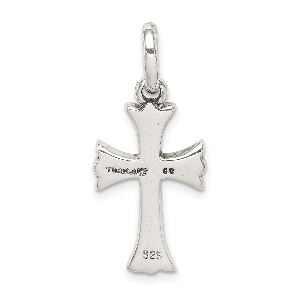 Sterling Silver Cross Pendant with Oxidized Textured Detail, Gothic Medieval Style
