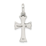 Sterling Silver Cross Pendant with Oxidized Textured Detail, Gothic Medieval Style