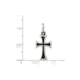 Sterling Silver Cross Pendant with Oxidized Textured Detail, Gothic Medieval Style