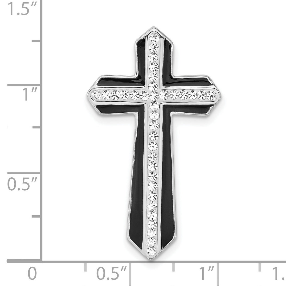 Stellux Crystal and Enamel Cross Slide Charm Pendant in Real 925 Sterling Silver