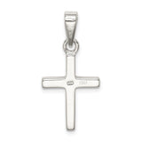 Sterling Silver Cross Pendant with Blue Green Lab Created Opal Inlay, Sleek Spiritual Design