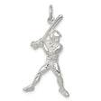 Sterling Silver Baseball Player Pendant with Batter in Motion, Athletic Sports Charm for Men or Boys