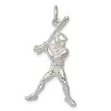 Sterling Silver Baseball Player Pendant with Batter in Motion, Athletic Sports Charm for Men or Boys