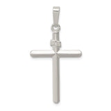 Sterling Silver Cross Pendant with INRI Inscription, Polished Religious Design