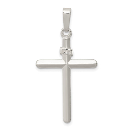 Sterling Silver Cross Pendant with INRI Inscription, Polished Religious Design