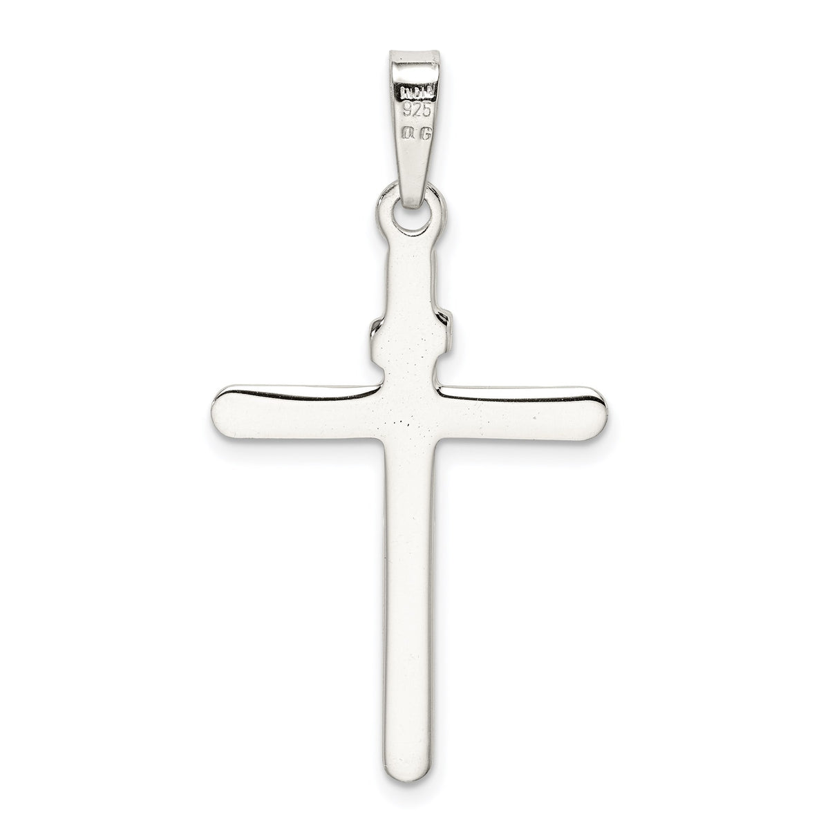 Sterling Silver Textured Woodgrain Cross Pendant with INRI Detail, Religious Charm for Men and Women