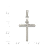Sterling Silver Textured Woodgrain Cross Pendant with INRI Detail, Religious Charm for Men and Women