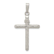 Sterling Silver Textured Woodgrain Cross Pendant with INRI Detail, Religious Charm for Men and Women