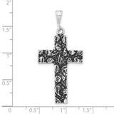 Antiqued Cross Charm Pendant in Real 925 Sterling Silver