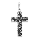 Antiqued Cross Charm Pendant in Real 925 Sterling Silver