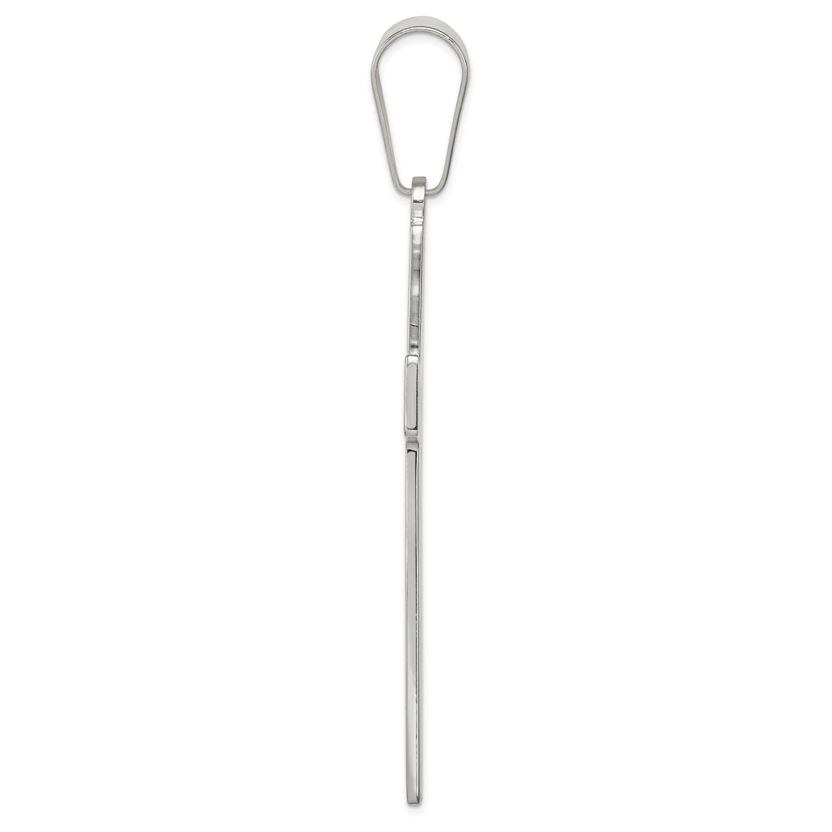 Sterling Silver Cross Pendant with Polished Bevels, Modern Spiritual Design for Adults