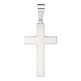 Sterling Silver Cross Pendant with Polished Bevels, Modern Spiritual Design for Adults