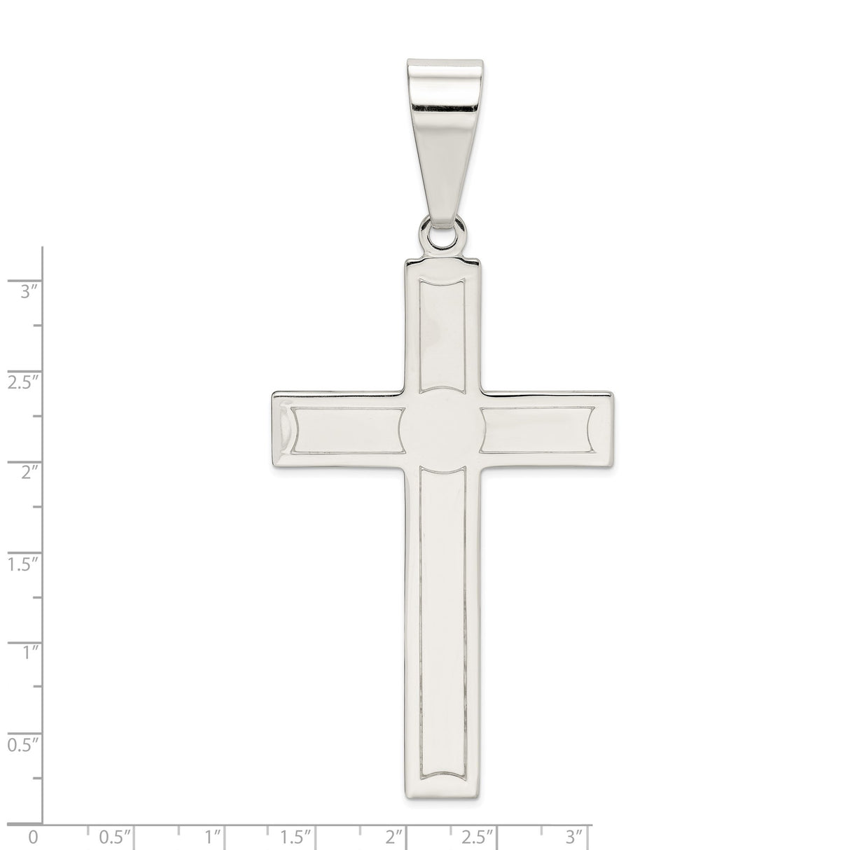 Sterling Silver Cross Pendant with Polished Bevels, Modern Spiritual Design for Adults