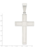 Sterling Silver Cross Pendant with Polished Bevels, Modern Spiritual Design for Adults