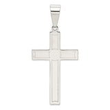 Sterling Silver Cross Pendant with Polished Bevels, Modern Spiritual Design for Adults