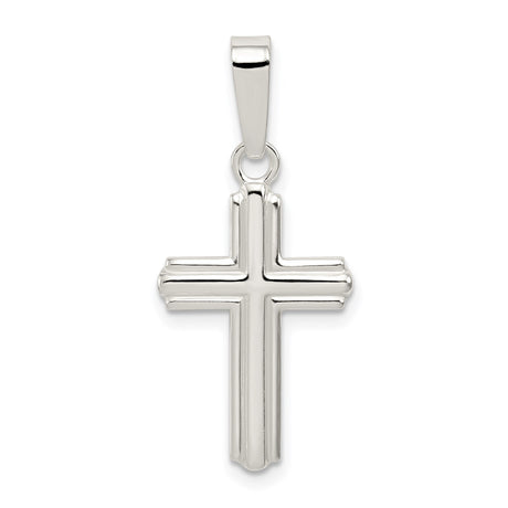 Sterling Silver Cross Pendant with Sleek Layered Minimalist Design for Men and Women