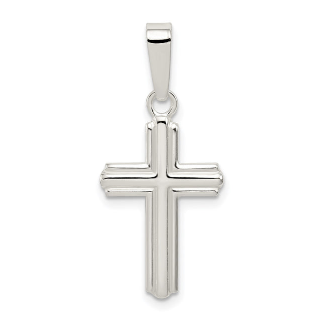 Sterling Silver Cross Pendant with Sleek Layered Minimalist Design for Men and Women