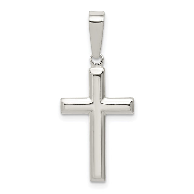Sterling Silver Cross Pendant with Polished Latin Cross Design, Unisex Religious Jewelry