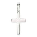 Sterling Silver Cross Pendant with Mirror Finish, Unisex Minimalist Spiritual Design