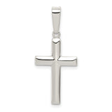Sterling Silver Cross Pendant with Mirror Finish, Unisex Minimalist Spiritual Design