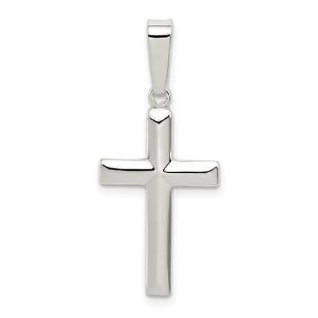 Sterling Silver Cross Pendant with Mirror Finish, Unisex Minimalist Spiritual Design