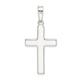 Sterling Silver Cross Pendant with Mirror Finish, Sleek Minimalist Religious Design for Men and Women
