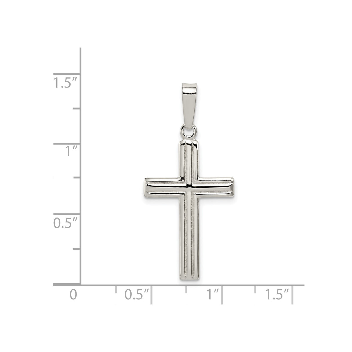 Sterling Silver Cross Pendant with Mirror Finish, Sleek Minimalist Religious Design for Men and Women