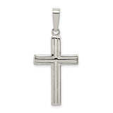 Sterling Silver Cross Pendant with Mirror Finish, Sleek Minimalist Religious Design for Men and Women