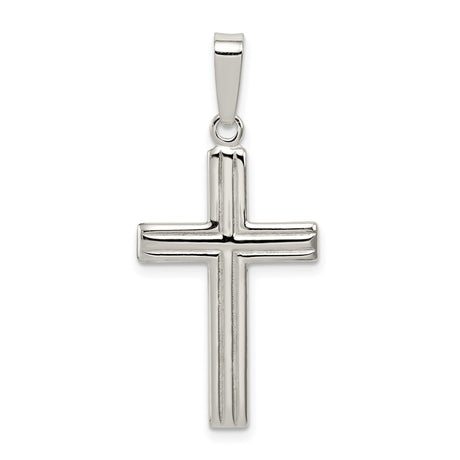 Sterling Silver Cross Pendant with Mirror Finish, Sleek Minimalist Religious Design for Men and Women