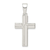 Sterling Silver Cross Pendant, Sleek Geometric Design, Modern Spiritual Jewelry for Men and Women