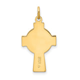 Sterling Silver Celtic Cross Pendant with Green Enamel Inlay and Halo Accents
