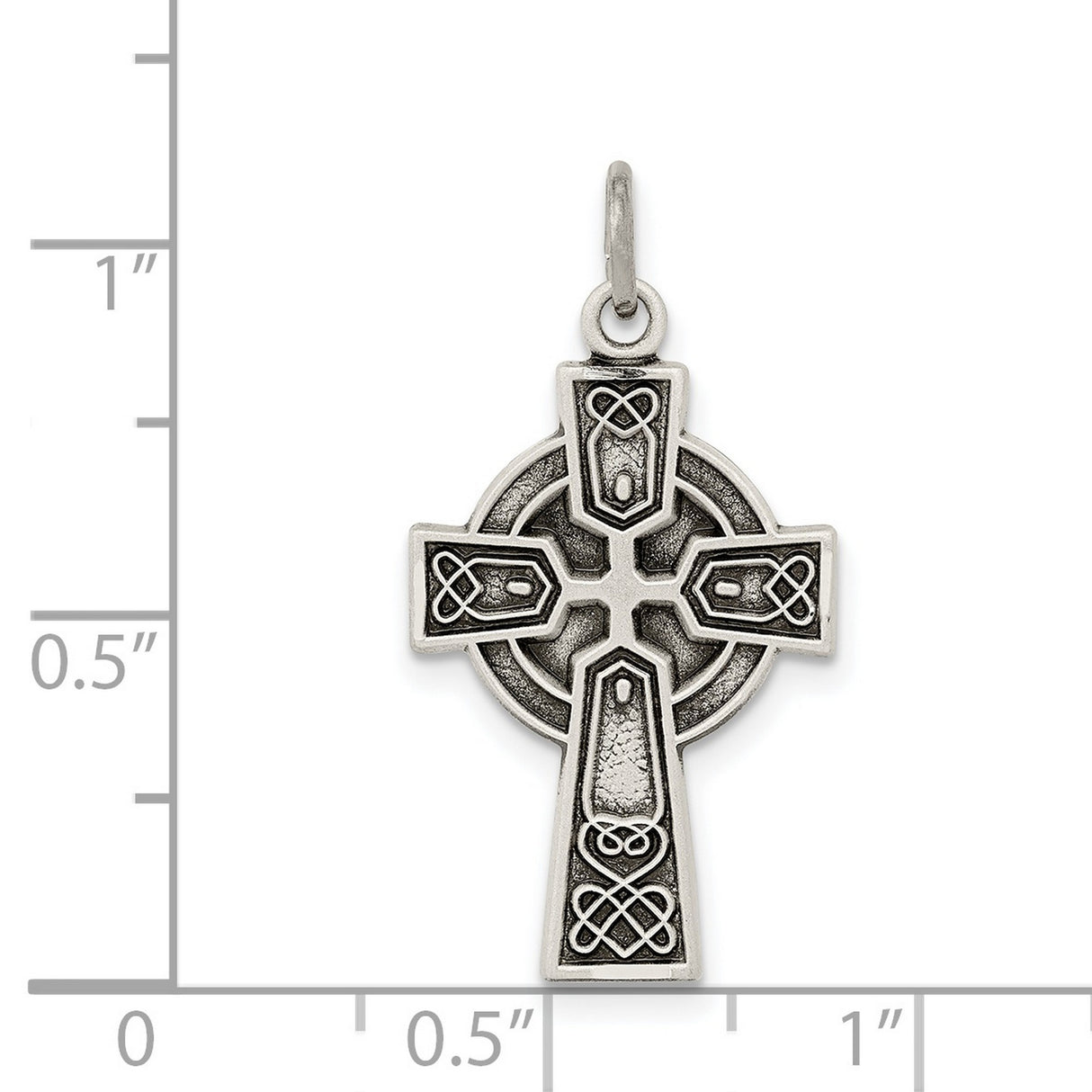 Antiqued Satin Celtic Cross Knot Charm Pendant in Real 925 Sterling Silver