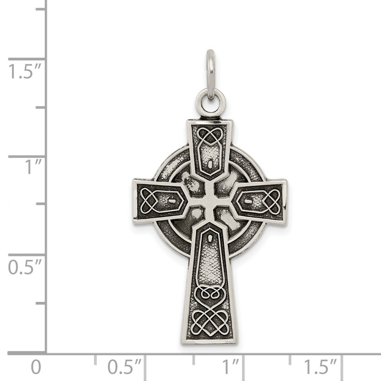 Sterling Silver Celtic Cross Pendant with Interwoven Knotwork and Antique Finish for Men and Women
