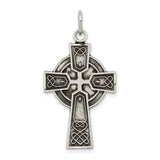 Sterling Silver Celtic Cross Pendant with Interwoven Knotwork and Antique Finish for Men and Women
