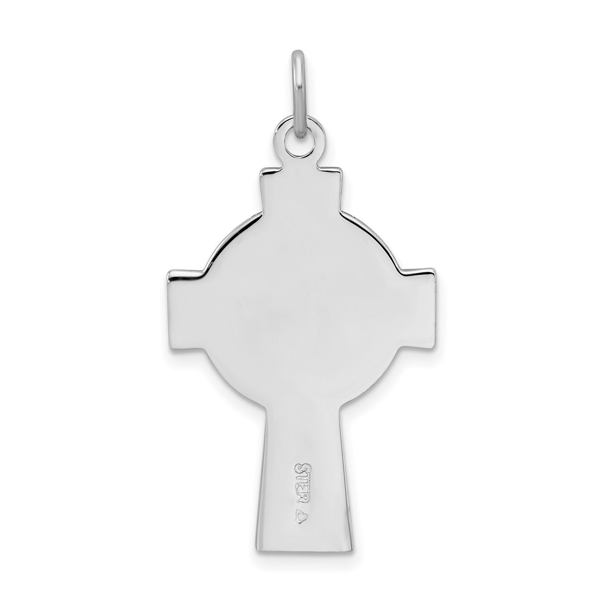 Sterling Silver Celtic Cross Pendant with Green Epoxy Accents and Knotwork Design