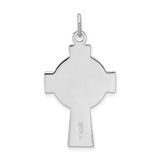 Sterling Silver Celtic Cross Pendant with Green Epoxy Accents and Knotwork Design