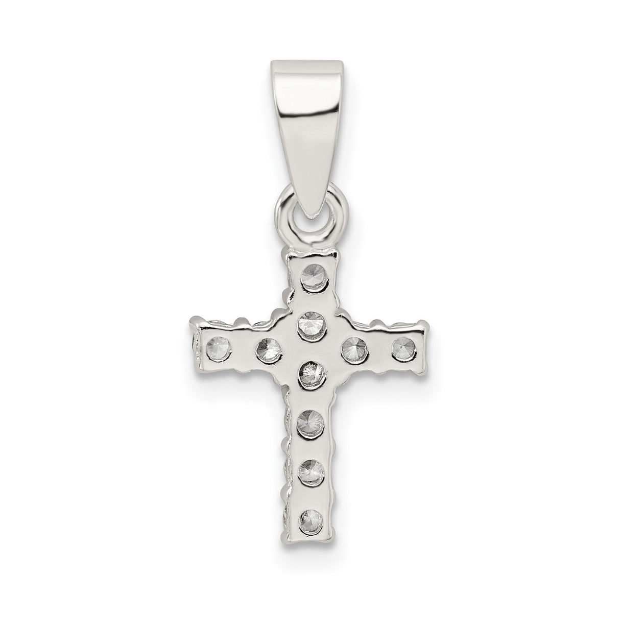 CZ Cross Charm Pendant in Real 925 Sterling Silver