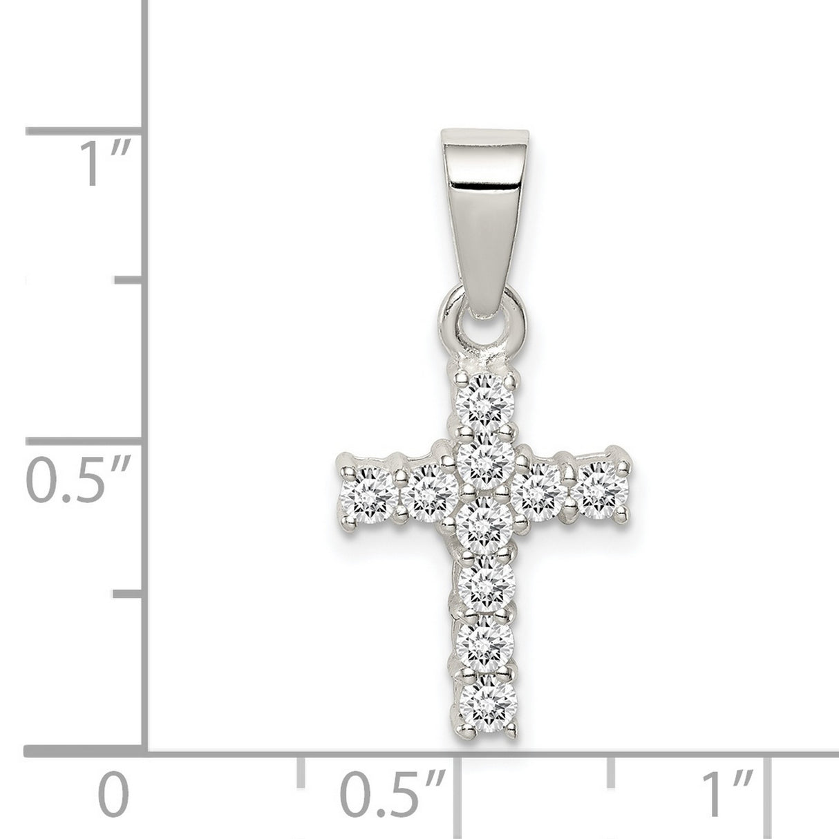 CZ Cross Charm Pendant in Real 925 Sterling Silver